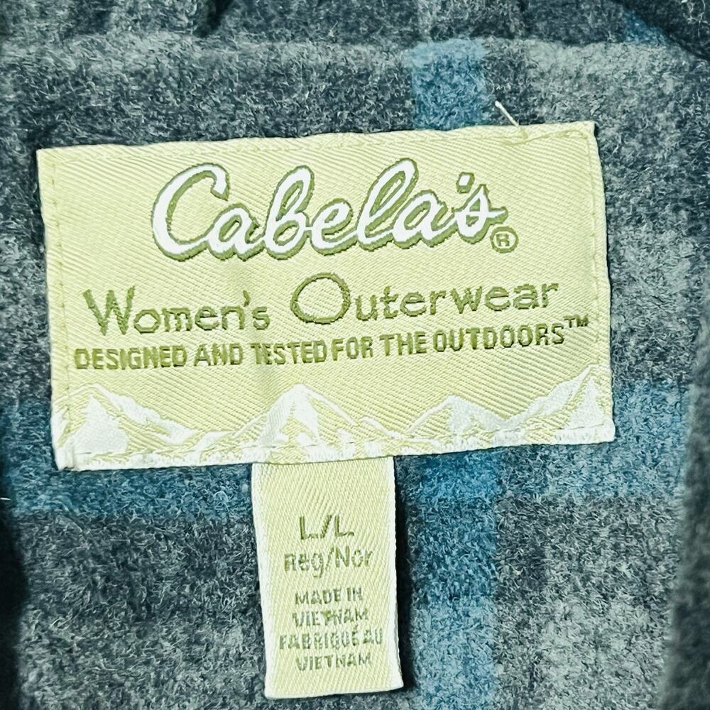 Cabelas Women’s Blue Gray BlackPlaid Pea Coat Jacket Size Large Cozy Winter Core - Picture 5 of 10